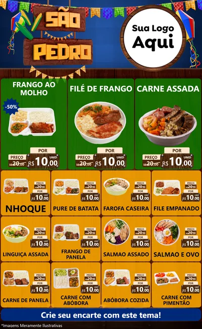 Modelo de Encarte para Encarte Grande com o tema São Pedro para Restaurante