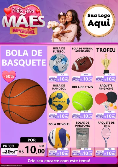 Modelo de Encarte para Encarte A4 Vertical com o tema Mês das Mães Imperdível para Artigos Esportivos