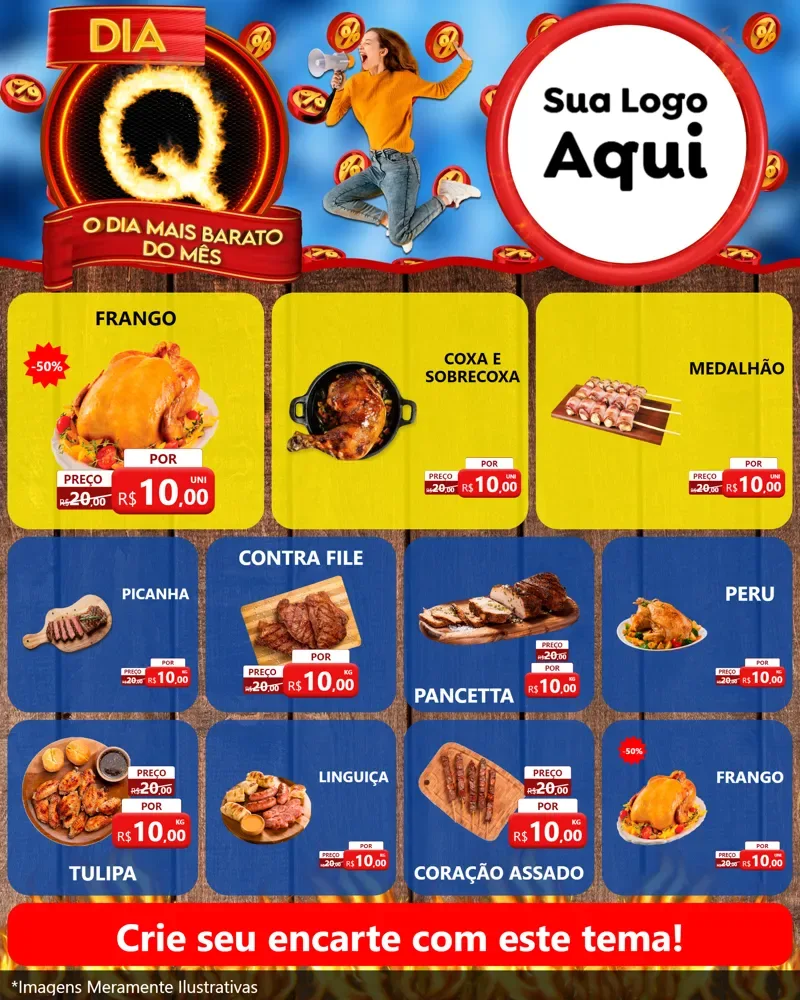 Modelo de Rede Social para Feed Instagram com o tema Dia Q - O Dia Mais Barato Do Mês para Assados
