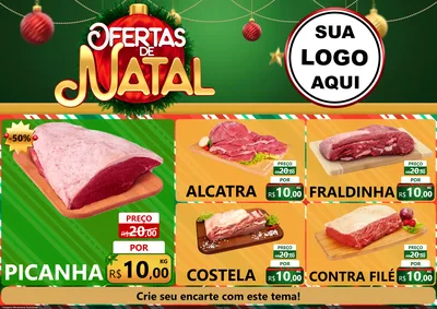 Modelo de Encarte para Encarte A4 Horizontal com o tema Ofertas de Natal para Açougue