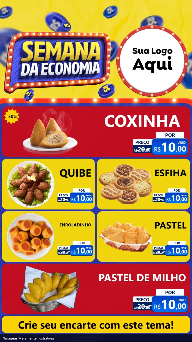 Modelo de TV para TV Vertical com o tema Semana da Economia para Salgadaria