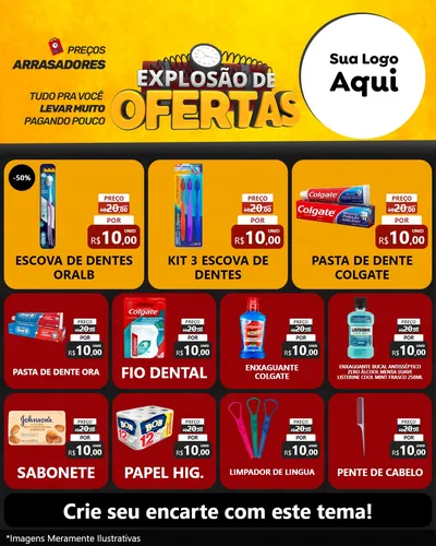 Modelo de Rede Social para Feed Instagram com o tema Explosão de Ofertas para Higiene Pessoal
