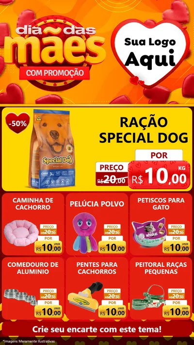 Modelo de Rede Social para Stories com o tema Dia das Mães com Promoção para Pet Shop