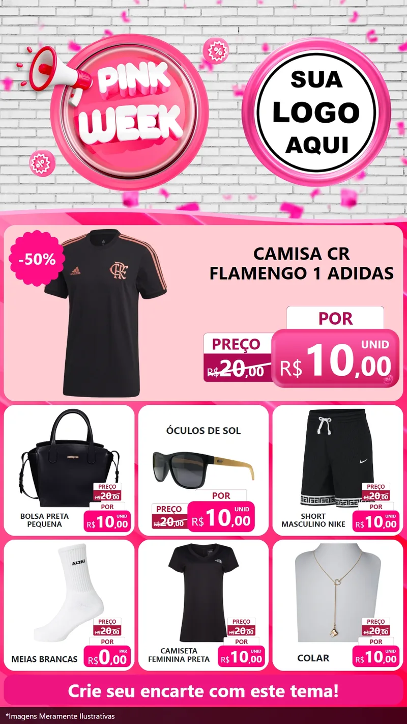 Modelo de Rede Social para Stories com o tema Pink Week para Roupas e acessórios