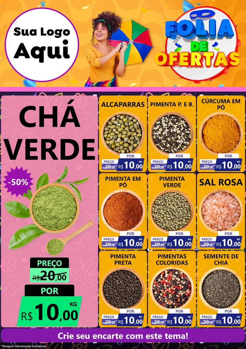 Modelo de Encarte para Encarte A4 Vertical com o tema Folia de Ofertas para Produtos Naturais