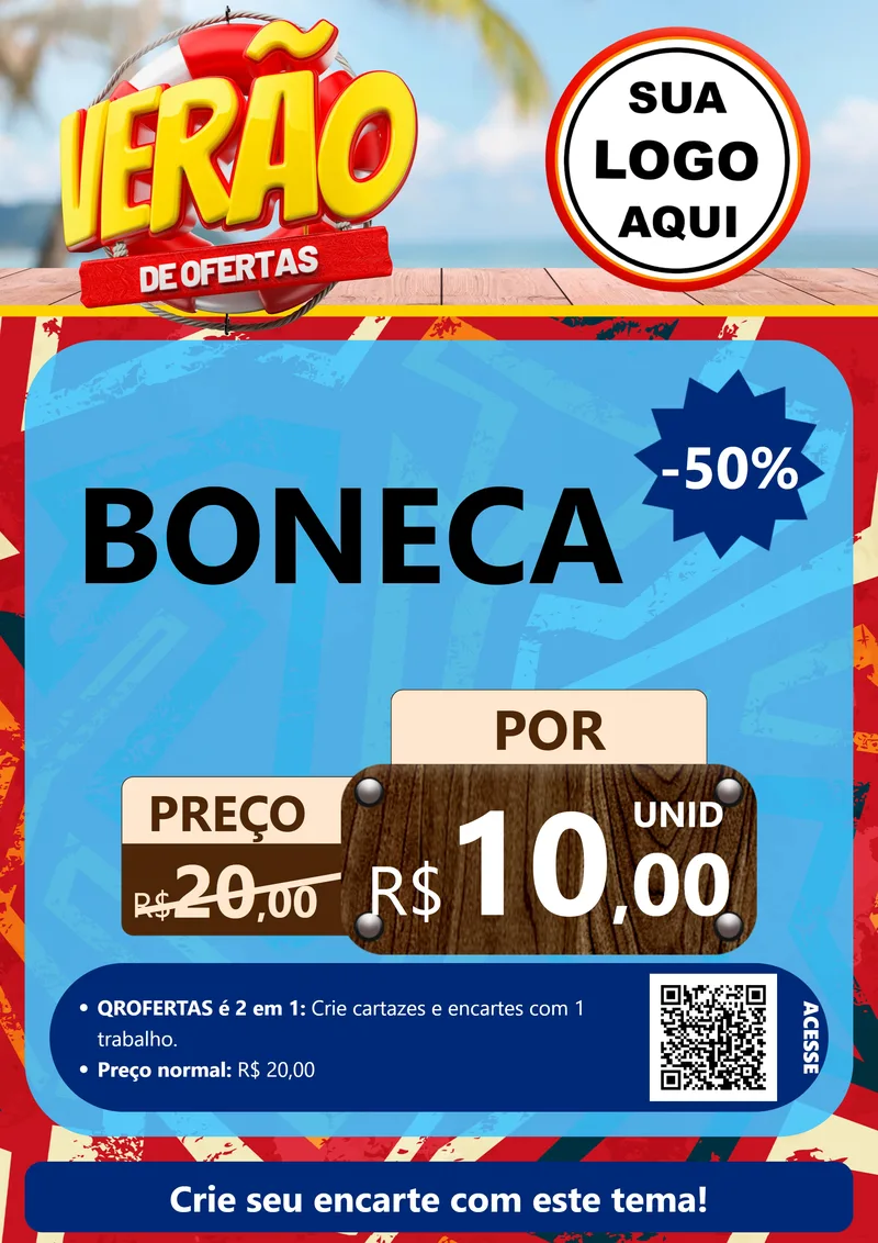 Modelo de Cartaz para Cartaz A4 Vertical com o tema Verão de Ofertas para Brinquedos