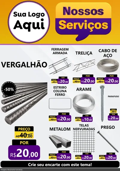 Modelo de Encarte para Encarte A4 Vertical com o tema Nossos Serviços para Ferragens