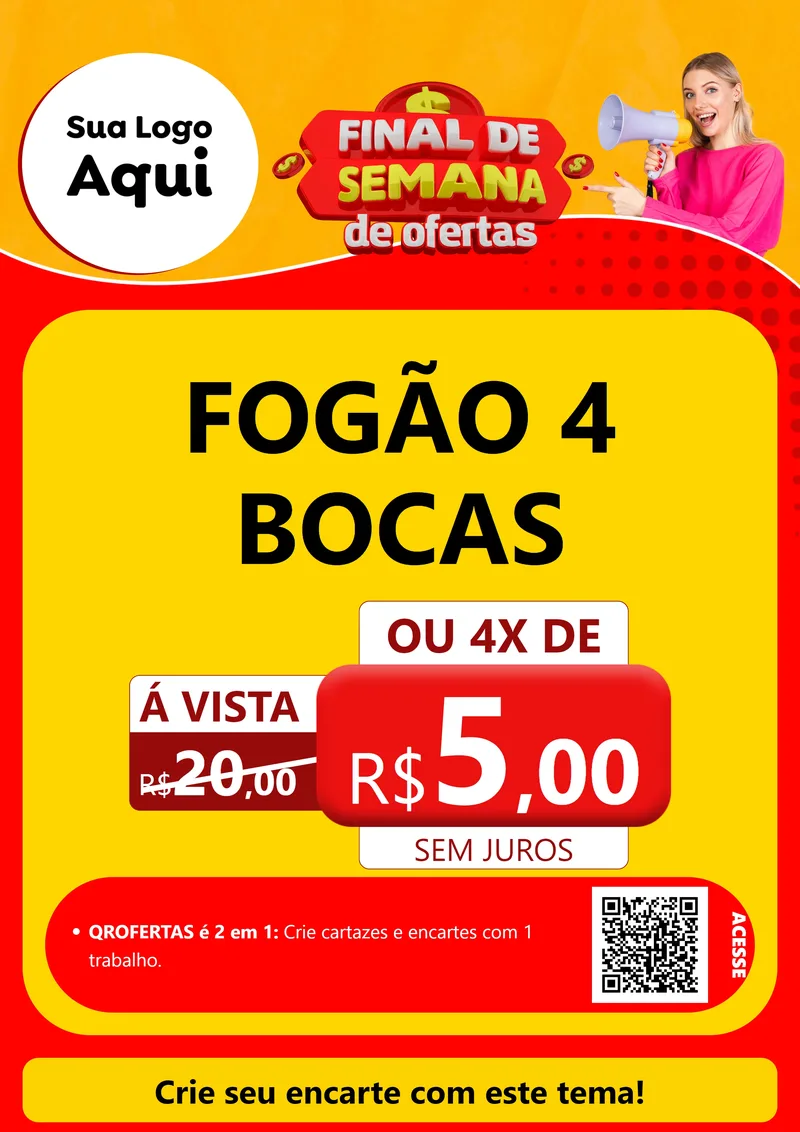 Modelo de Cartaz para Cartaz A4 Vertical com o tema Final de Semana de Ofertas para Móveis e Eletro