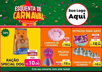 Modelo de Encarte para Encarte A4 Horizontal com o tema Esquenta de Carnaval para Pet Shop