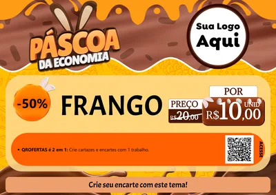 Modelo de Cartaz para Cartaz A4 Horizontal com o tema Páscoa da Economia para Assados