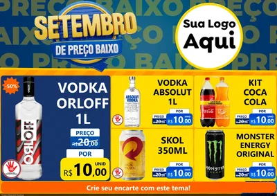Modelo de Encarte para Encarte A4 Horizontal com o tema Setembro De Preço Baixo para Distribuidora de bebidas