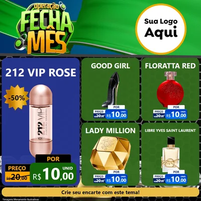Modelo de Rede Social para Feed Facebook com o tema Operação Fecha Mês para Perfumes
