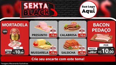 Modelo de TV para TV Horizontal com o tema Sexta Black para Frios e Laticínios