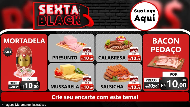 Modelo de TV para TV Horizontal com o tema Sexta Black para Frios e Laticínios