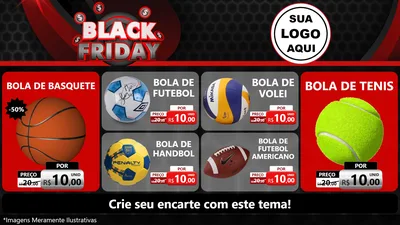 Modelo de TV para TV Horizontal com o tema Black Friday para Artigos Esportivos