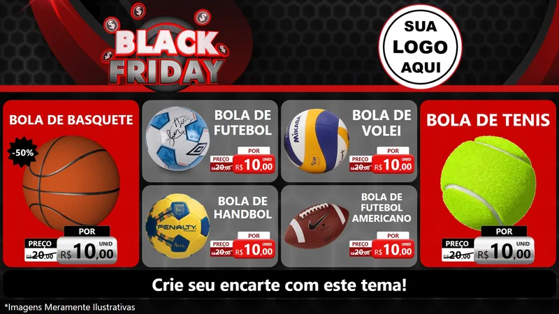 Modelo de TV para TV Horizontal com o tema Black Friday para Artigos Esportivos