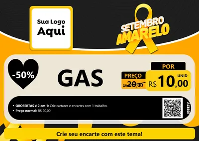 Modelo de Cartaz para Cartaz A4 Horizontal com o tema Setembro Amarelo para Água e gás