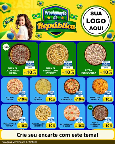 Modelo de Rede Social para Feed Instagram com o tema Proclamação da República para Pizzaria