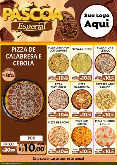 Modelo de Encarte para Encarte A4 Vertical com o tema Páscoa Especial para Pizzaria
