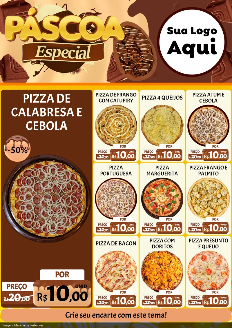 Modelo de Encarte para Encarte A4 Vertical com o tema Páscoa Especial para Pizzaria