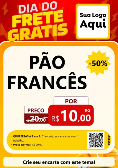 Modelo de Cartaz para Cartaz A4 Vertical com o tema Dia do Frete Grátis para Padaria