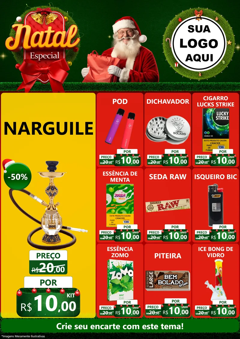 Modelo de Encarte para Encarte A4 Vertical com o tema Natal Especial para Tabacaria