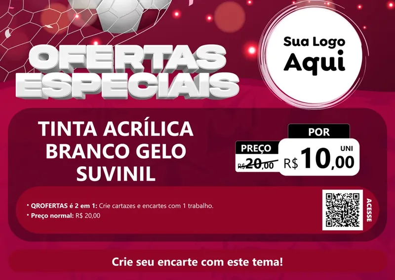 Modelo de Cartaz para Cartaz A4 Horizontal com o tema Ofertas Especiais - Futebol para Tintas e Ferramentas