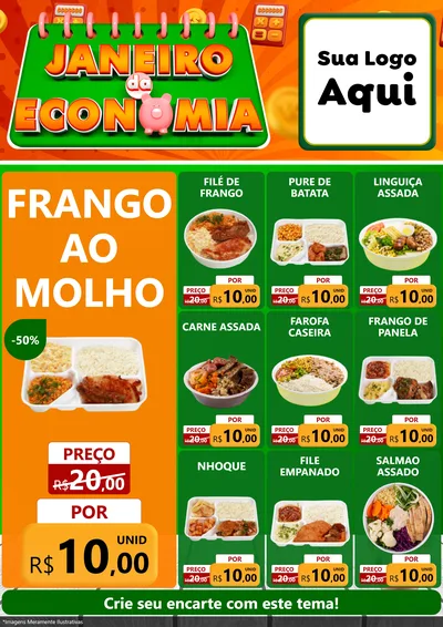 Modelo de Encarte para Encarte A4 Vertical com o tema Janeiro da Economia para Restaurante