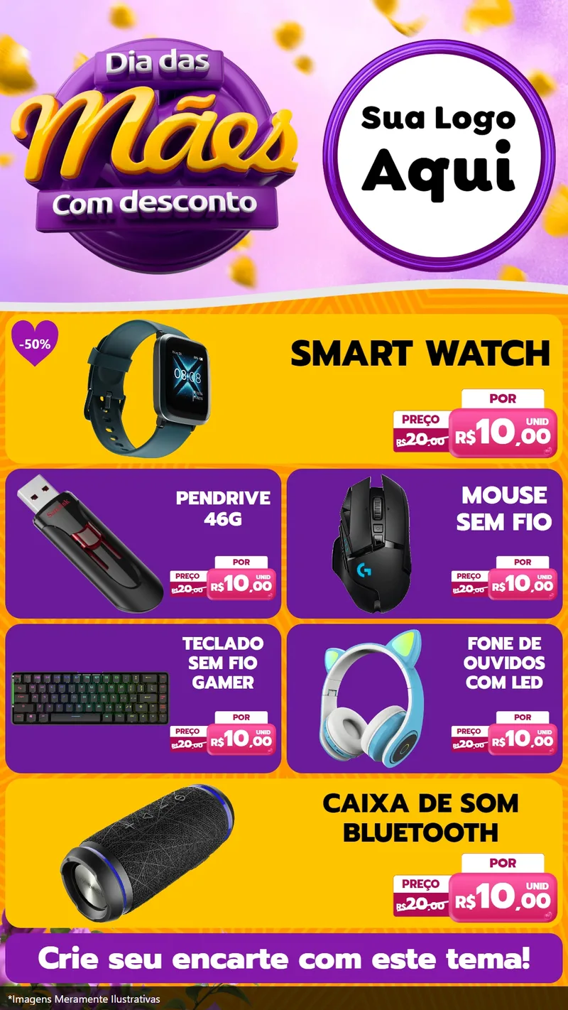 Modelo de TV para TV Vertical com o tema Dia das Mães com Desconto para Informática