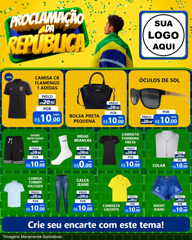 Modelo de Rede Social para Feed Instagram com o tema Proclamação da República para Roupas e acessórios