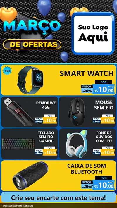 Modelo de TV para TV Vertical com o tema Março de Ofertas para Informática