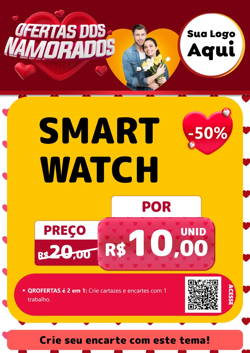 Modelo de Cartaz para Cartaz A4 Vertical com o tema Ofertas Dos Namorados para Informática