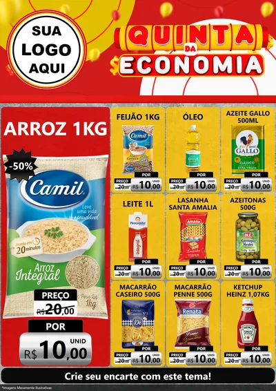 Modelo de Encarte para Encarte A4 Vertical com o tema Quinta da Economia para Supermercado