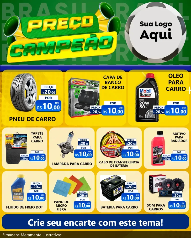 Modelo de Rede Social para Feed Instagram com o tema Preço Campeão - Copa para Auto peças