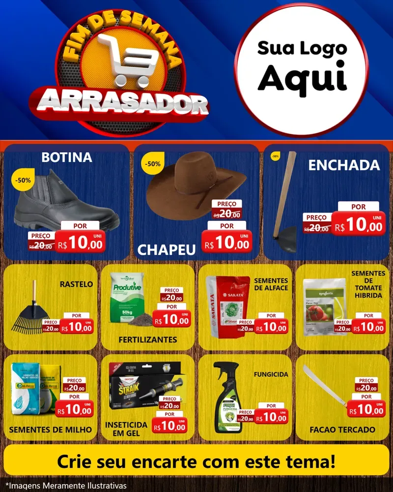 Modelo de Rede Social para Feed Instagram com o tema Fim De Semana Arrasador para Agropecuária