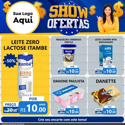 Modelo de Rede Social para Feed Facebook com o tema Show de Ofertas para Frios e Laticínios