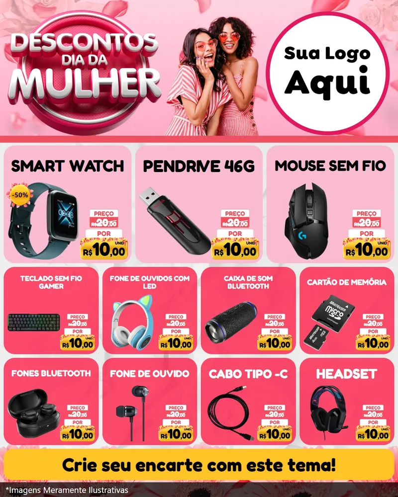 Modelo de Rede Social para Feed Instagram com o tema Descontos Dia da Mulher para Informática
