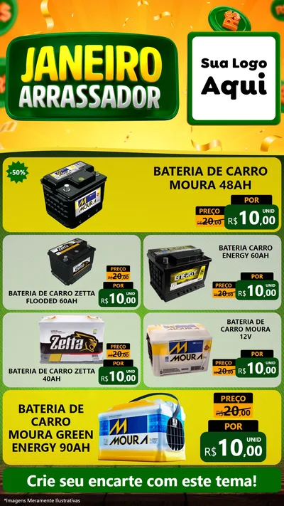 Modelo de TV para TV Vertical com o tema Janeiro Arrasador para Baterias Elétricas
