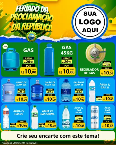 Modelo de Rede Social para Feed Instagram com o tema Feriado da Proclamação da República para Água e gás