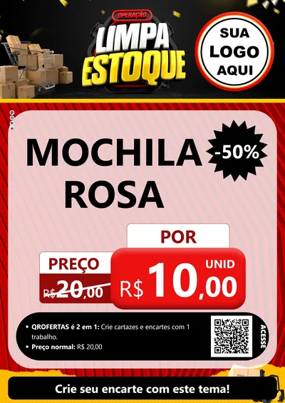 Modelo de Cartaz para Cartaz A4 Vertical com o tema Operação Limpa Estoque para Papelaria