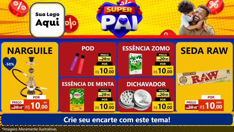 Modelo de TV para TV Horizontal com o tema Super Pai para Tabacaria
