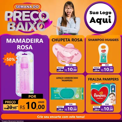 Modelo de Rede Social para Feed Facebook com o tema Semana do Preço Baixo para Bebês
