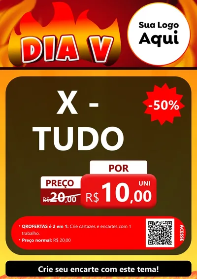 Modelo de Cartaz para Cartaz A4 Vertical com o tema Dia V para Hamburgueria