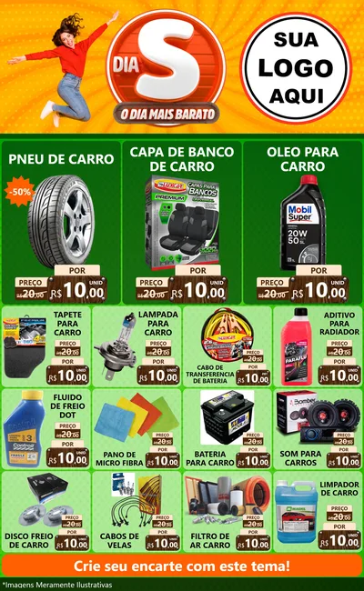 Modelo de Encarte para Encarte Grande com o tema Dia S - O Dia Mais Barato para Auto peças
