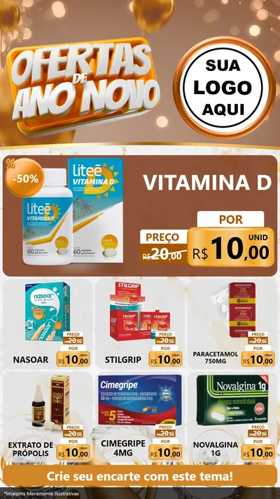 Modelo de Rede Social para Stories com o tema Ofertas de Ano Novo para Farmácia
