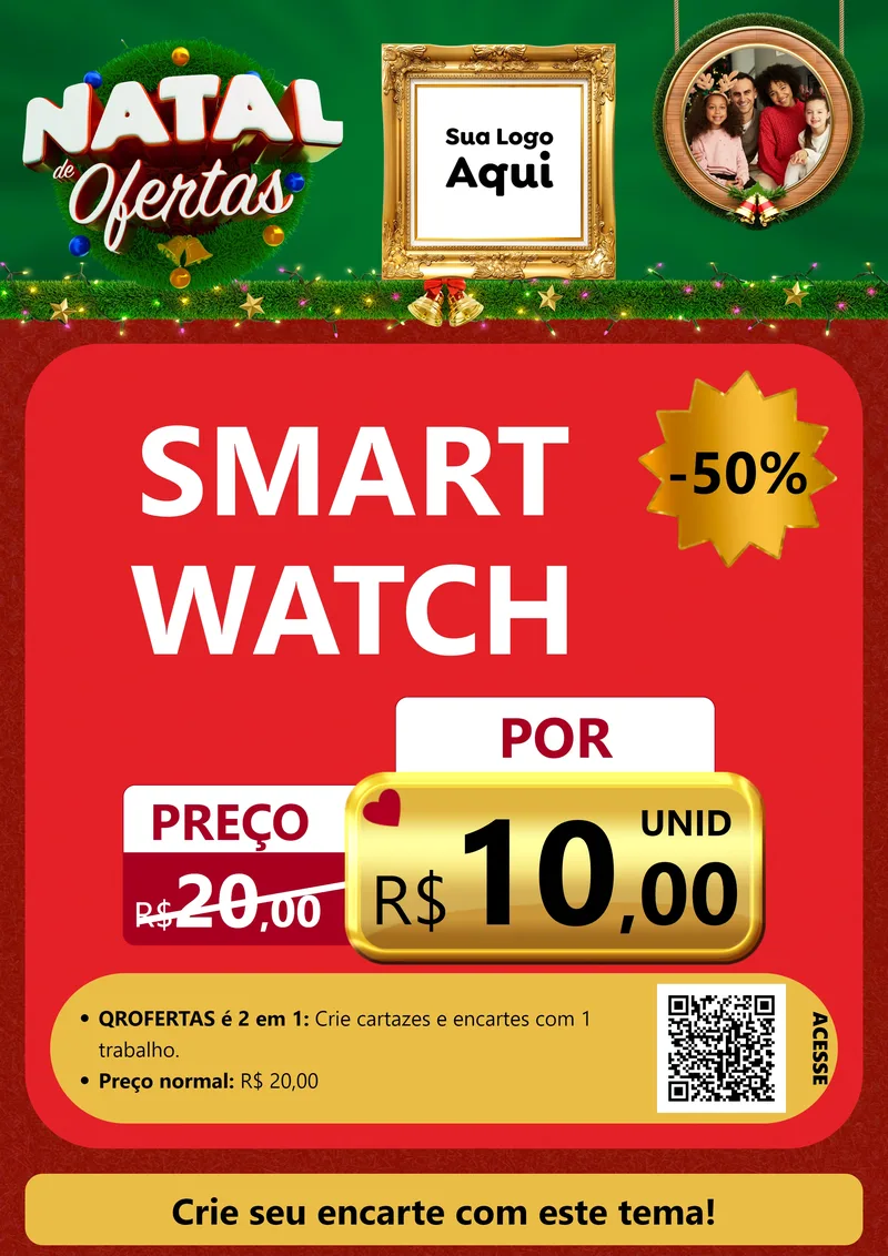 Modelo de Cartaz para Cartaz A4 Vertical com o tema Natal de Ofertas para Informática