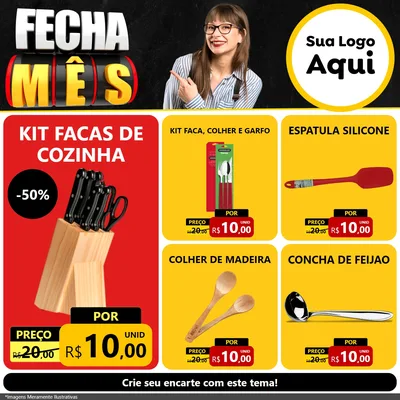 Modelo de Rede Social para Feed Facebook com o tema Fecha Mês para Utilidades Domésticas