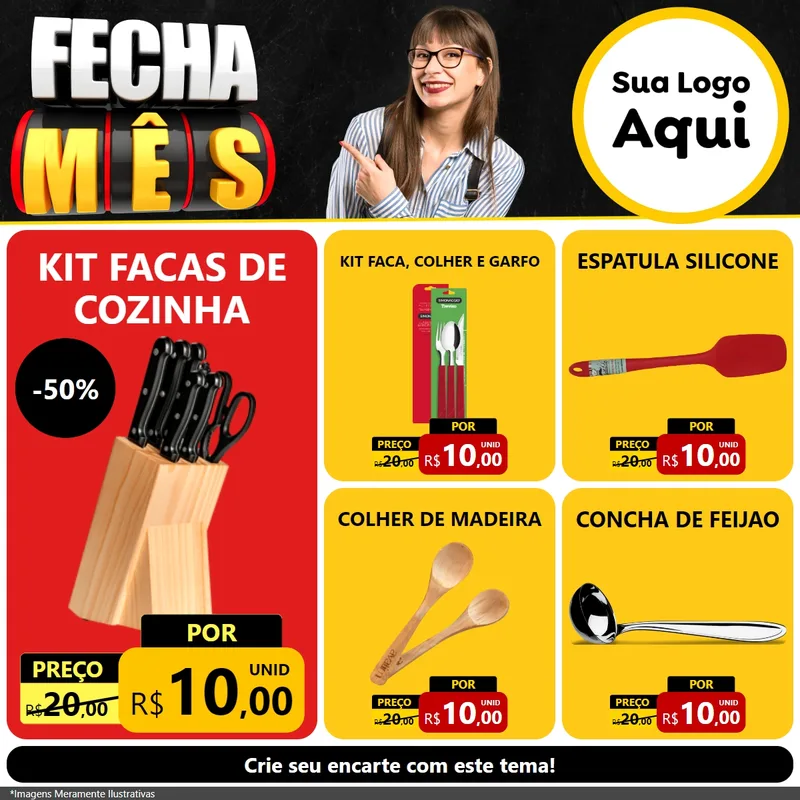 Modelo de Rede Social para Feed Facebook com o tema Fecha Mês para Utilidades Domésticas