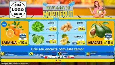 Modelo de TV para TV Horizontal com o tema Sexta É Dia de Hortifruti para Hortifrúti