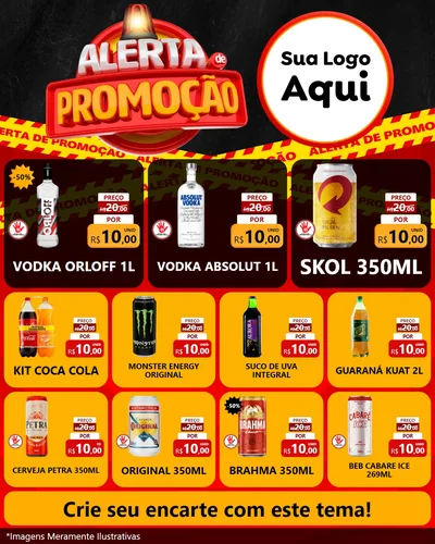 Modelo de Rede Social para Feed Instagram com o tema Alerta de Promoção para Distribuidora de bebidas